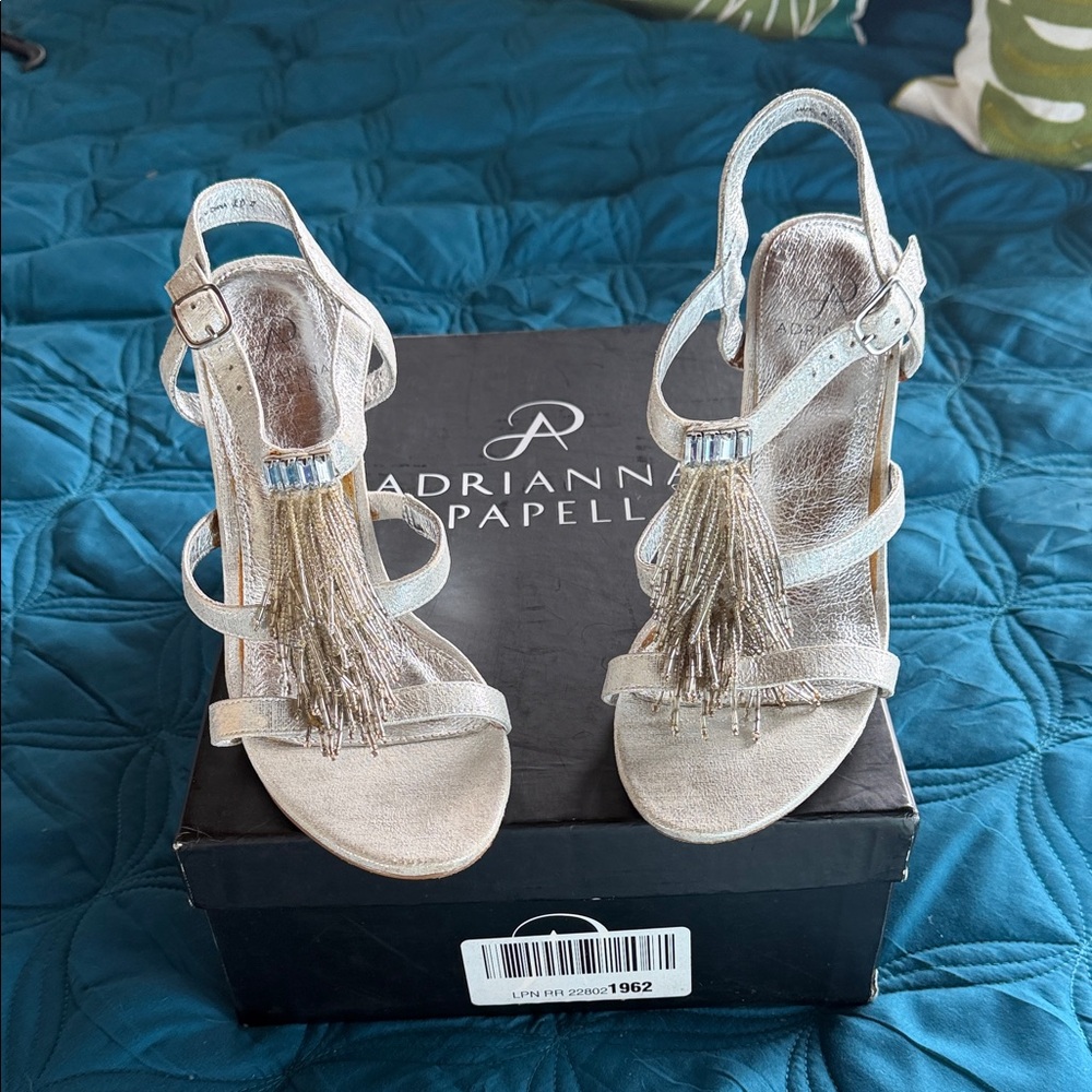 Adrianna Papell Metallic Tassel Sandals - Gold